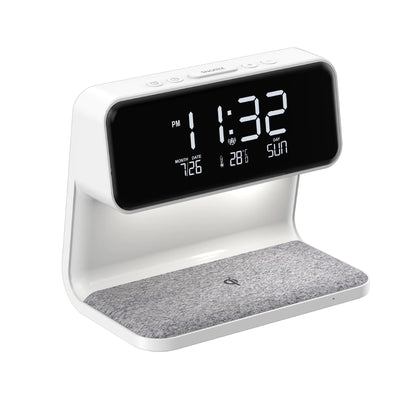 3-in-1 Bedside Lamp with Wireless Charging, LCD Screen, and Alarm Clock