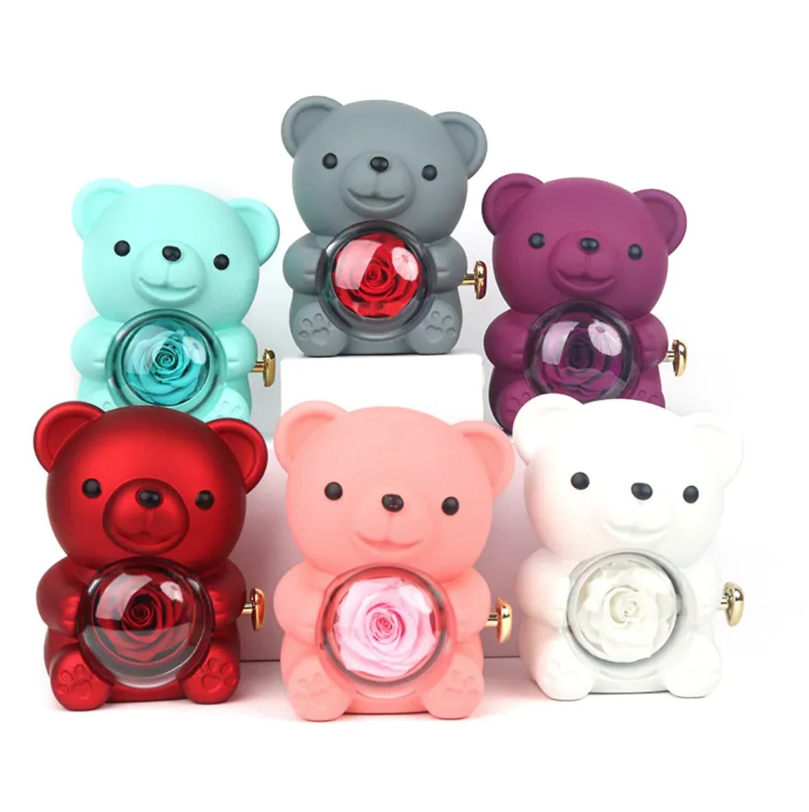 Rotating Bear Rose Jewelry Gift Box